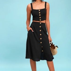 Lulus Sweet as Ever Black Two Piece Midi Dress